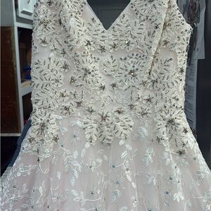 Jovani Cream Embellished Prom Dress